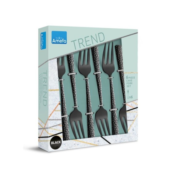Set De 6 Fourchettes à Gâteau Noires - Série Lisbonne GRÄWE - Acier Inox 18/10 Revêtu Titane - Lave-vaisselle