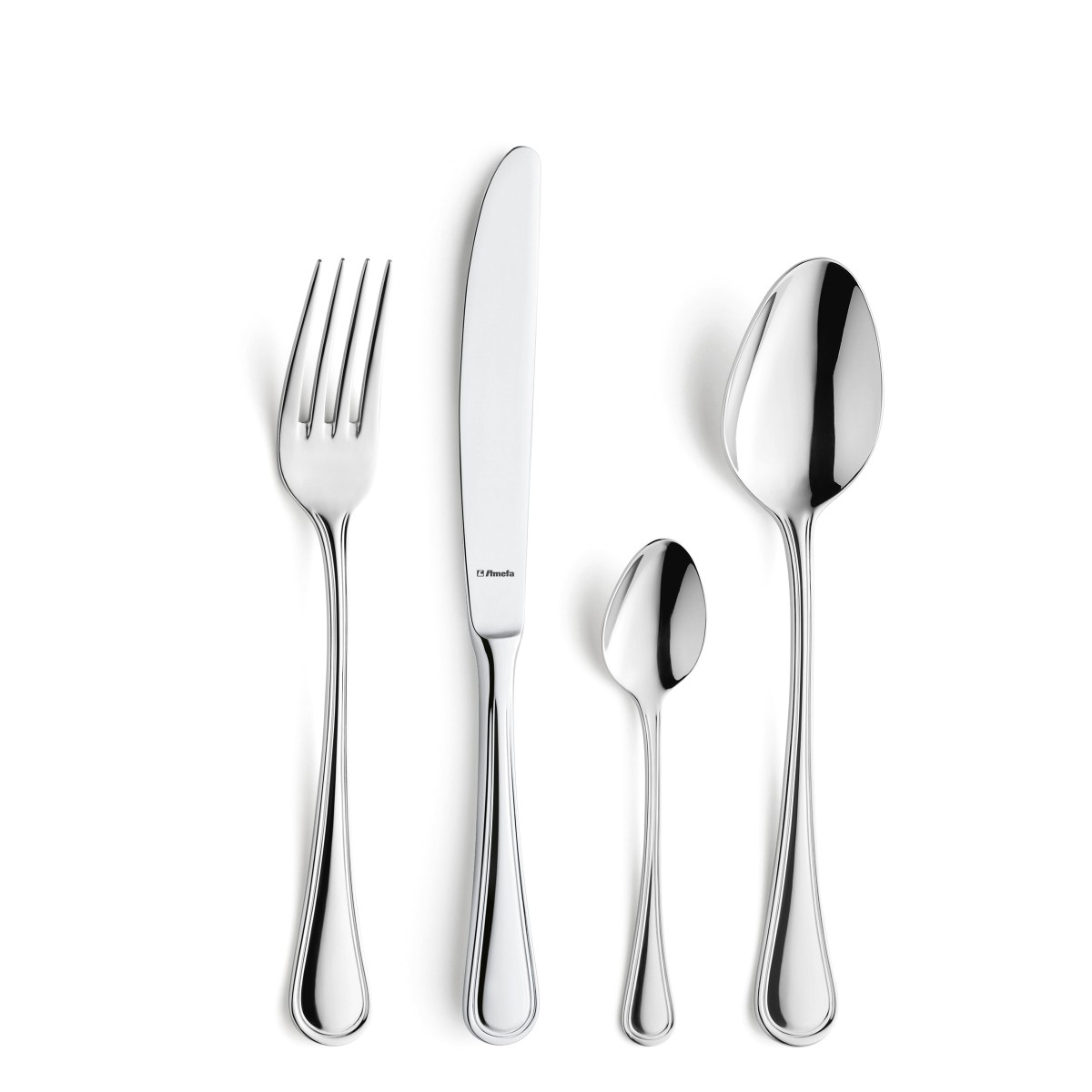Service De Couverts Amefa Jewel 16 Pièces Pour 4 Personnes - Acier Inox 18/10 Poli Miroir, Design Diamant