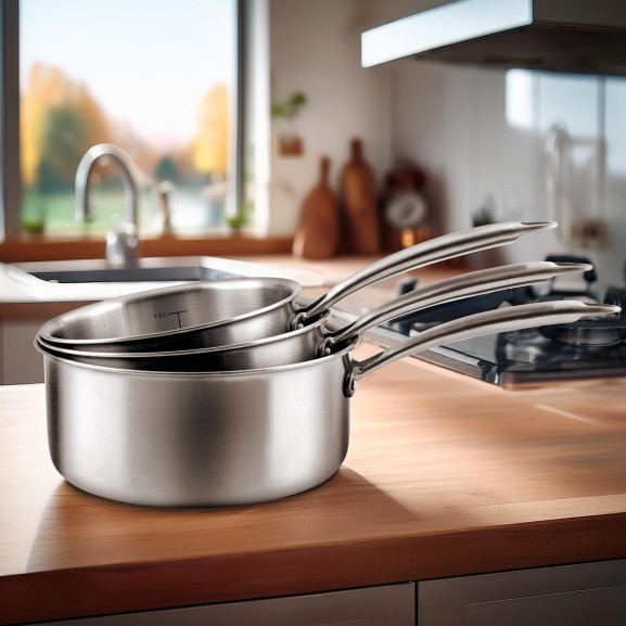Lot De 3 Casseroles Judge En Inox Avec Couvercle Verre - Compatible Induction, Garantie 10 Ans