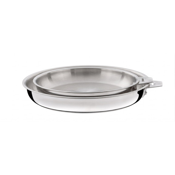 Malice - Série de 2 poêles 20/24 cm inox et poignée noire