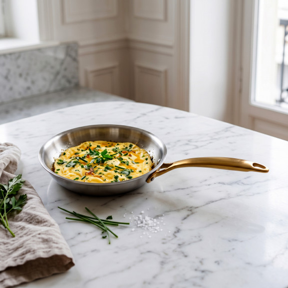 Gourmet Doré - Poêle 20 cm inox triply avec poignée laiton