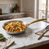 Gourmet Doré - Poêle 24 cm inox triply avec poignée laiton