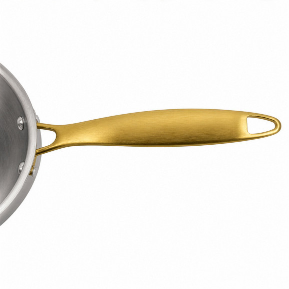 Gourmet Doré - Poêle 32 cm inox triply avec poignée laiton