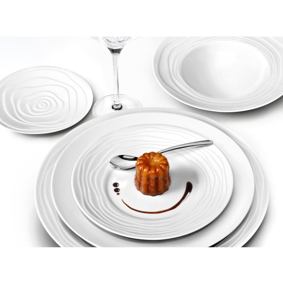 Service De Table Tendance En Porcelaine Blanche - 6 Assiettes Plates 24 Cm
